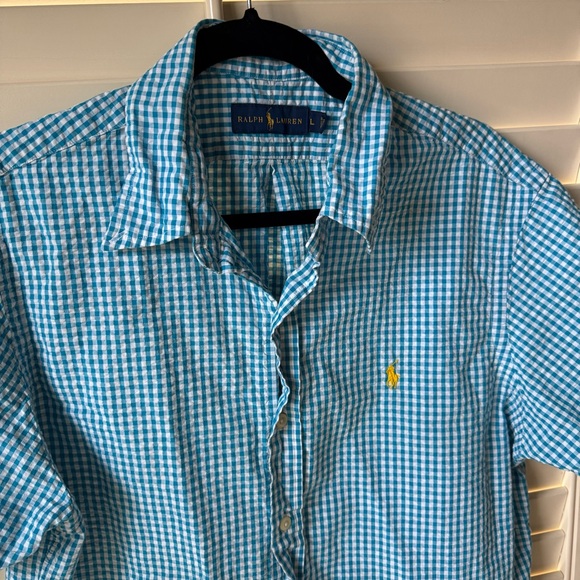 Ralph Lauren Seersucker Checkered Men's Shirt Large - Picture 3 of 7